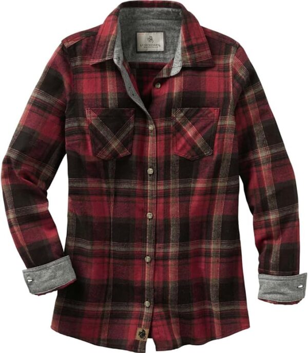 Legendary Whitetails Womens Cottage Escape Flannel Long Sleeve Plaid and Solid Color Clothes, Fitted Button Down - Image 4