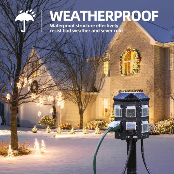 Outdoor Power Stake Timer, 100FT Remote Control, Dusk to Dawn Christmas Light Timer - Image 5