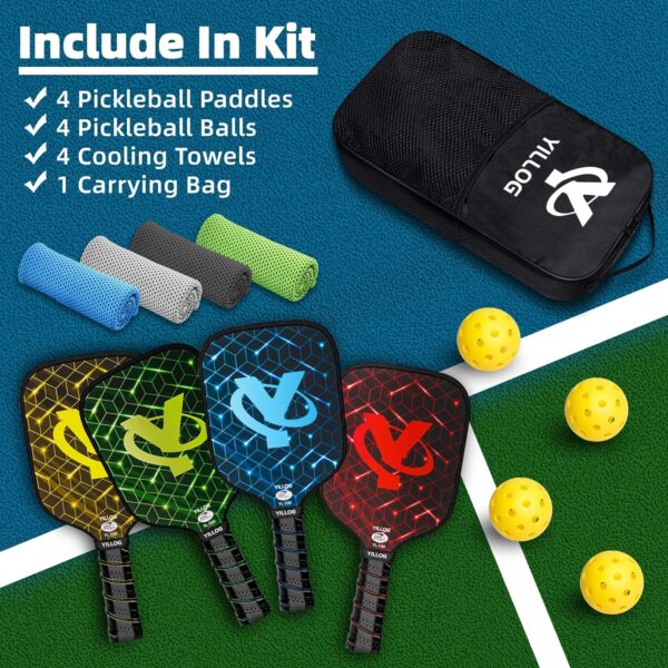 Pickleball Paddles, USAPA Approved Pickleball Paddle Set of 4, Fiberglass Surface Pickleball Set - Image 4