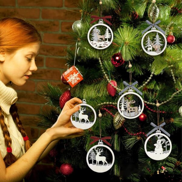 6pcs Christmas Farmhouse Rustic Ornaments Set for Christmas Tree - Image 2