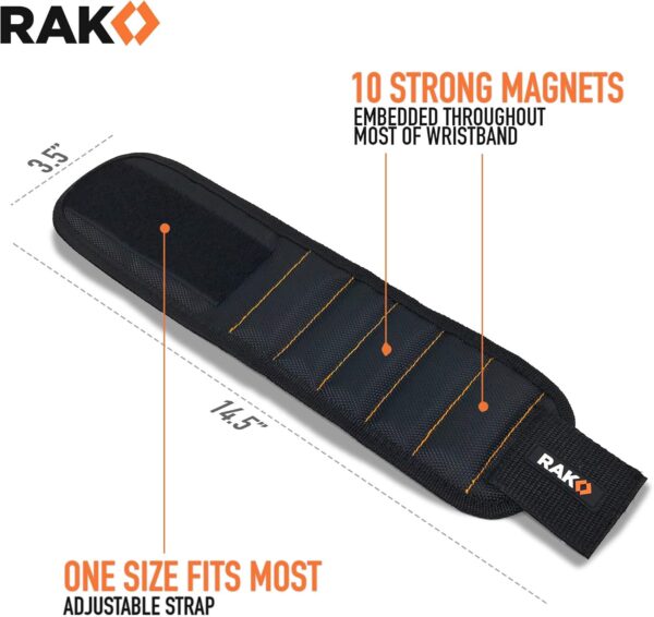 RAK Magnetic Wristband for Holding Screws, Nails and Drill Bits for Men - Image 2
