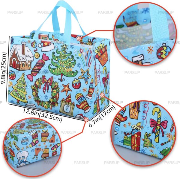 PARSUP 8PCS Christmas Gift Bags, Tote Bags with Handles, Treat Bags, Multifunctional Non-Woven Bags for Gifts Wrapping Shopping - Image 2