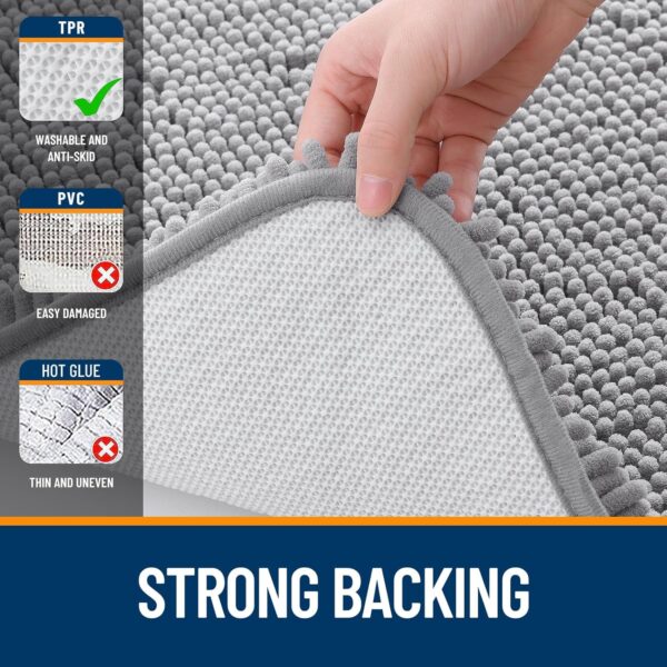 OLANLY Bathroom Rugs 30x20, Extra Soft Absorbent Chenille Bath Rugs, Rubber Backing Quick Dry, Machine Washable Bath Mats for Bathroom - Image 3