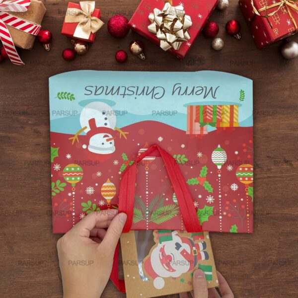 PARSUP 8PCS Christmas Gift Bags, Tote Bags with Handles, Treat Bags, Multifunctional Non-Woven Bags for Gifts Wrapping Shopping - Image 4