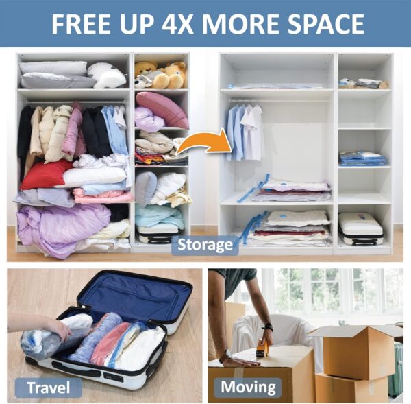 12 Pack Space Saver Bags (2 Jumbo/2 Large/2 Medium/2 Small/4 Roll) Compression Storage Bags for Comforters and Blankets - Image 2