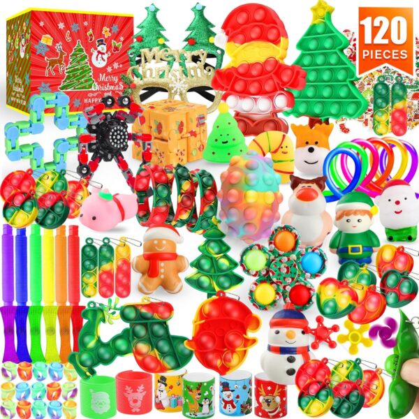 Fidget Toys Set, 120 Pack Christmas Party Favors Keychain Its for Kids Adults - Image 3
