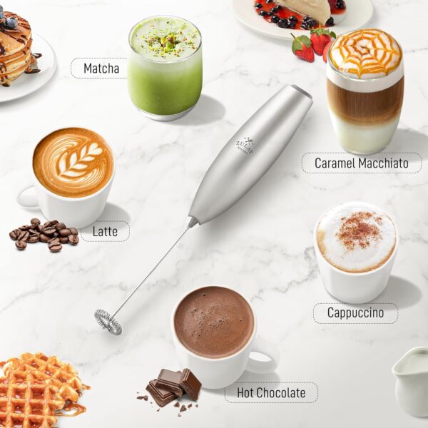Zulay Powerful Milk Frother for Coffee with Upgraded Titanium Motor - Handheld Frother Electric Whisk, Milk Foamer - Image 4