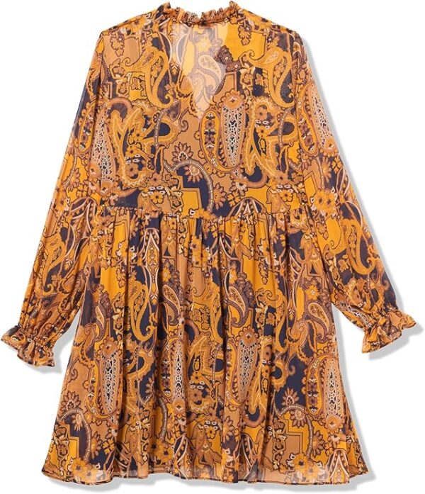 Tommy Hilfiger Women's Long Sleeve Keyhole Paisley Print Chiffon Dress - Image 3
